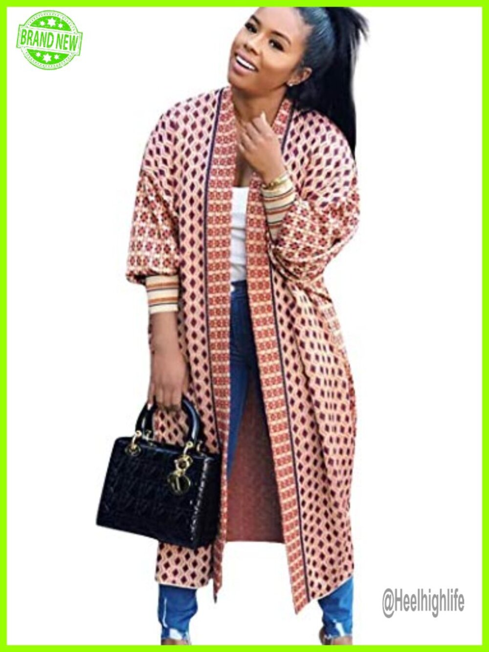 Long Cardigan Open Front Jacket Coat African Printed Loose Fit
